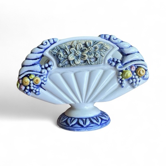 Other - VTG Loreus Modèle Exclusif 6x4in French Ceramic Napkin Holder Handpainted Floral